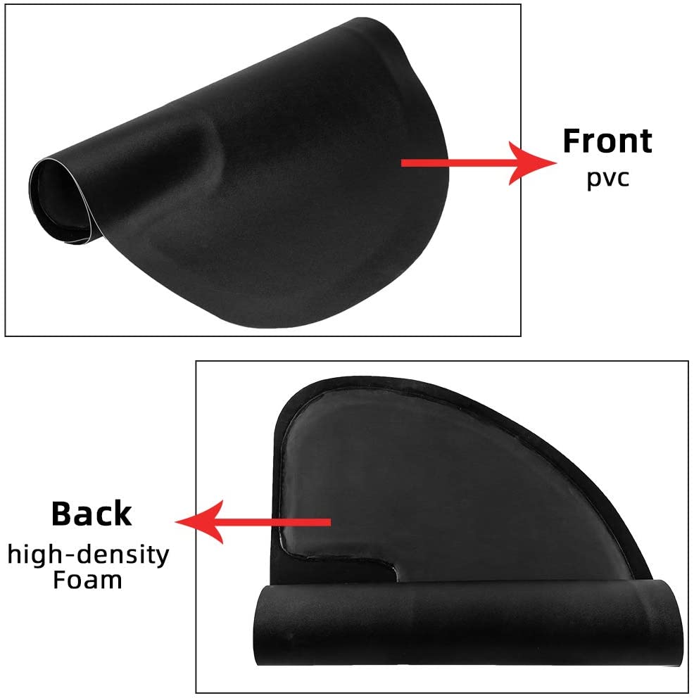 The Karma Semi-Circular Anti-Fatigue Salon Mat features a 15mm extra-thick black cushioned dome with a dedicated inner square cutout for hydraulic salon chairs.