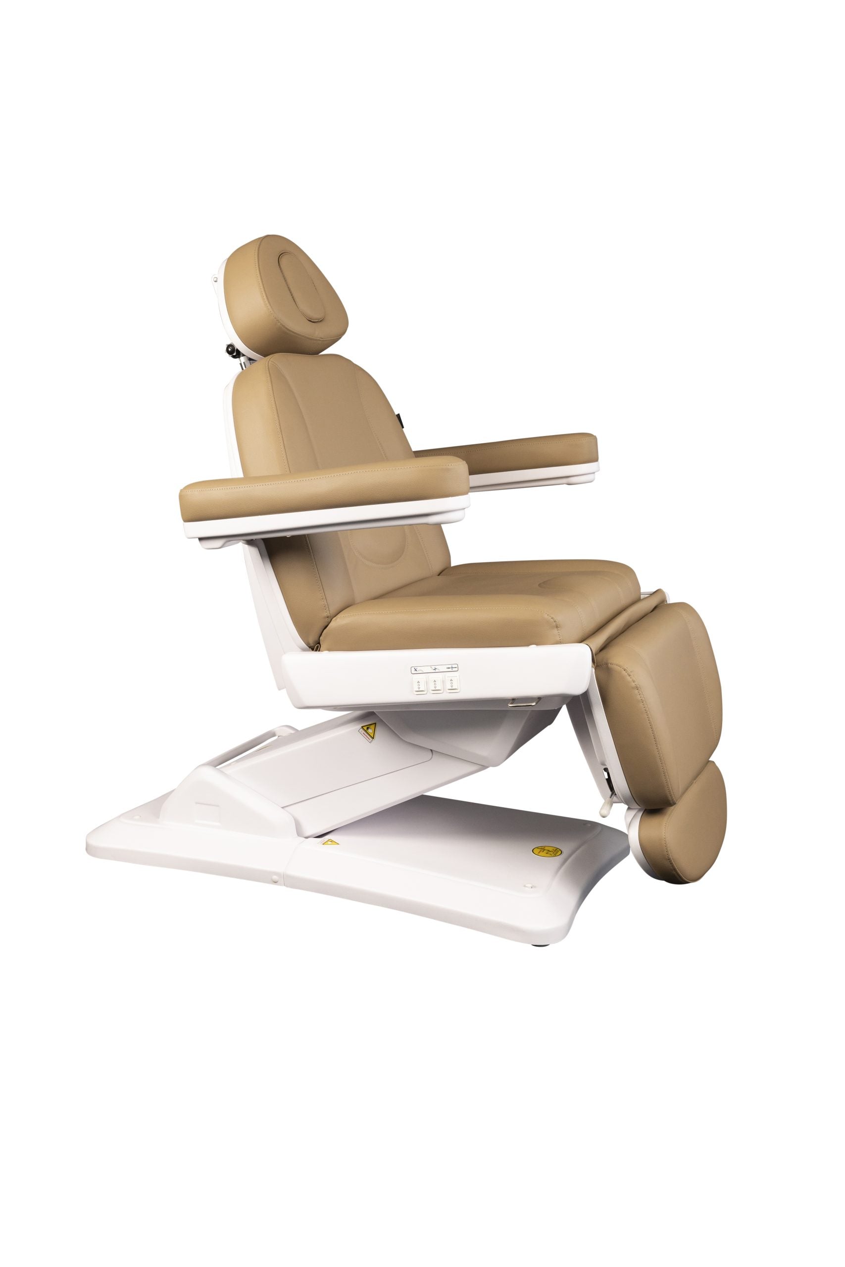 The Karma Christchurch is a premium sand-coloured 3-motor electric beauty and laser treatment table featuring an adjustable face cradle and tilting function.