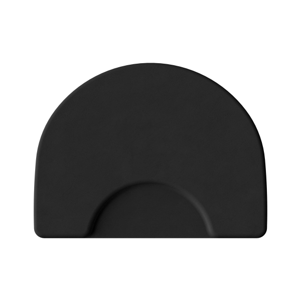 The Karma Semi-Circular Anti-Fatigue Salon Mat features a 15mm extra-thick black cushioned dome with a dedicated inner round base cutout for hydraulic salon chairs.