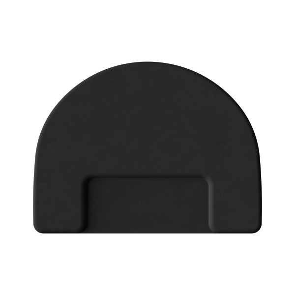 The Karma Semi-Circular Anti-Fatigue Salon Mat features a 15mm extra-thick black cushioned dome with a dedicated inner square cutout for hydraulic salon chairs.