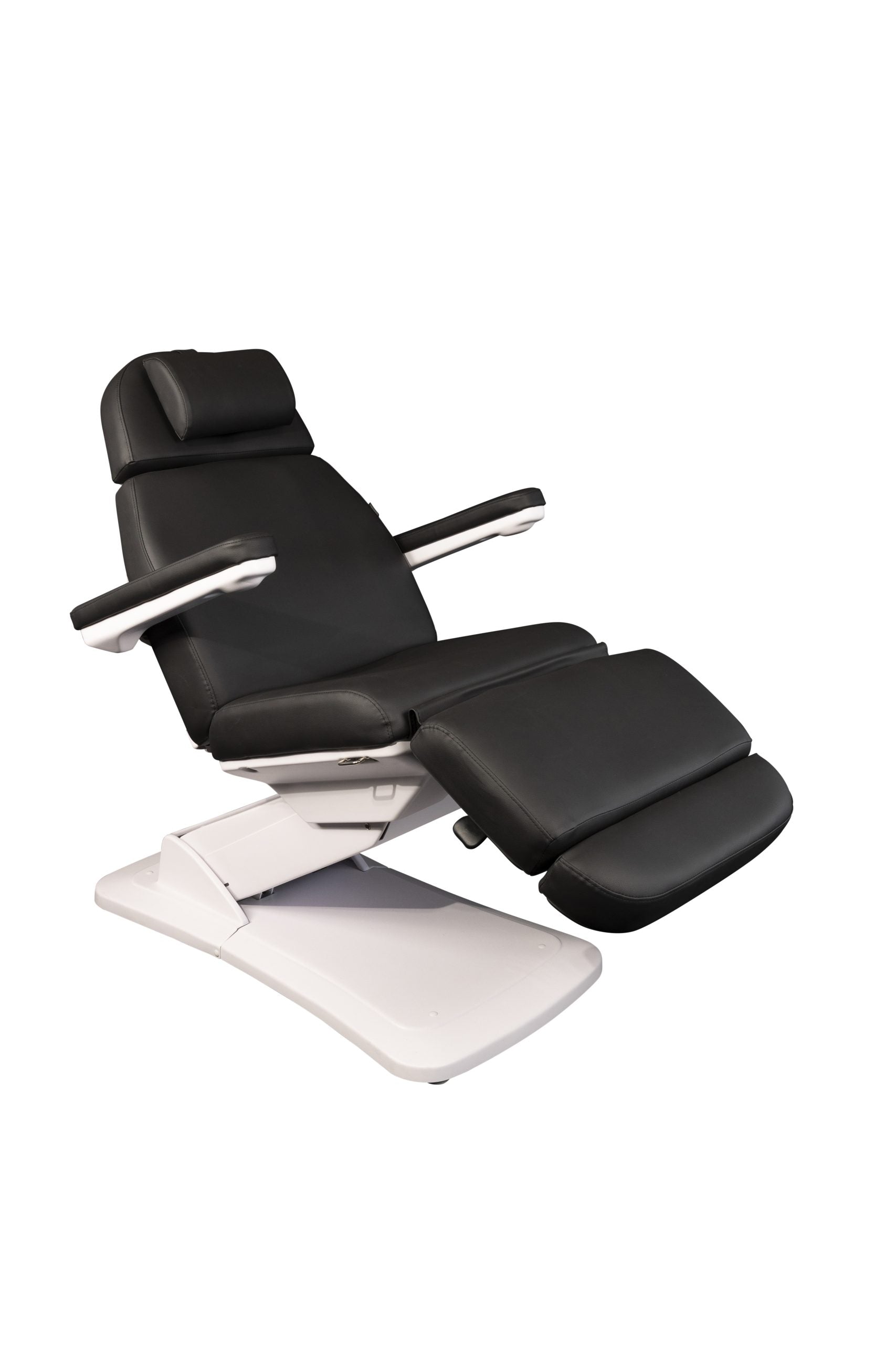 The Karma Dunedin is a premium black 3-motor part electric beauty bed featuring a medical-grade antimicrobial surface and adjustable face cradle.