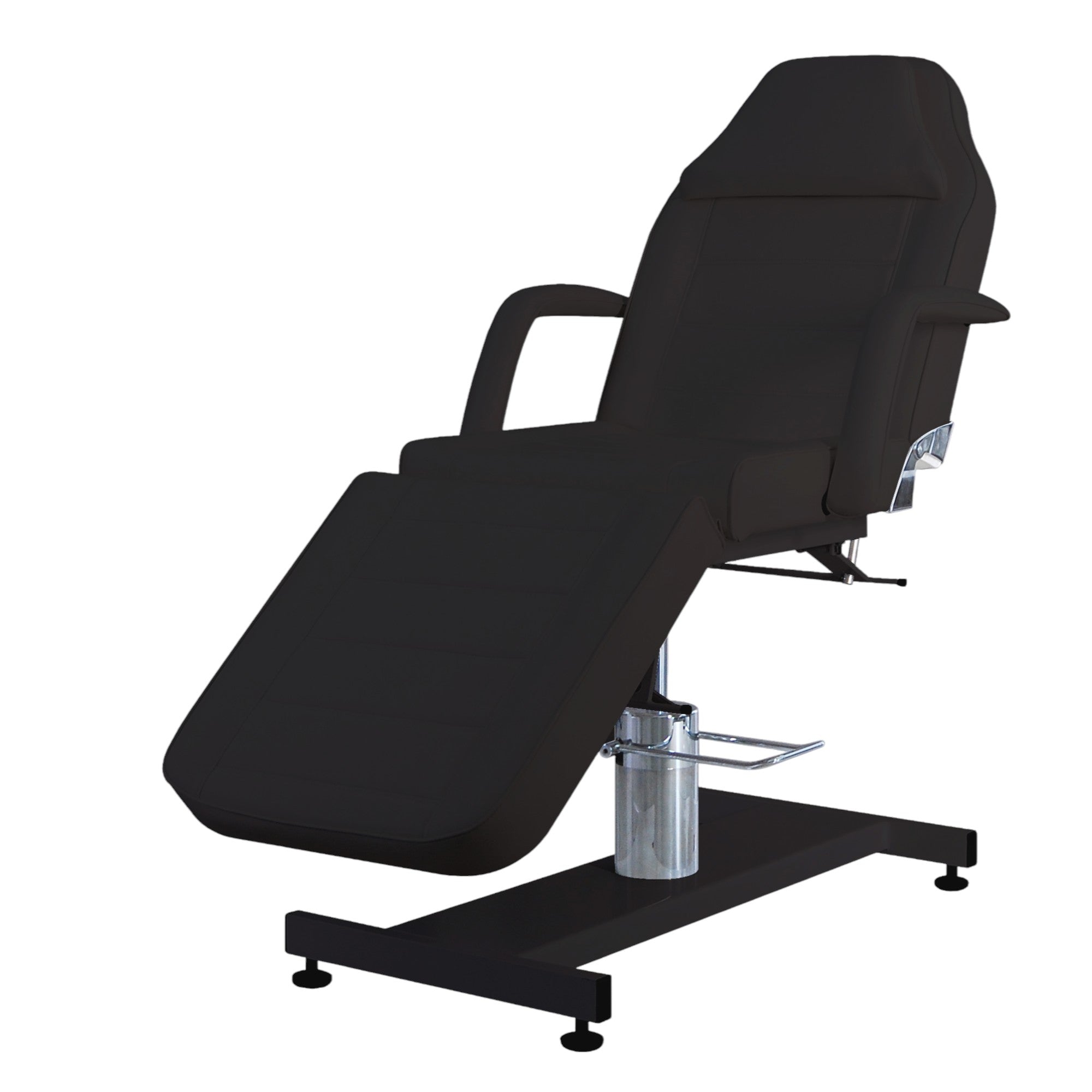 The Karma Wellington is a hydraulic beauty and tattoo bed featuring 360-degree rotation, lockable swivel, and medical-grade antimicrobial vinyl.