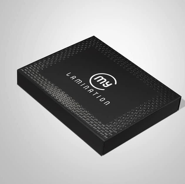 Premium black My Lamination master kit box with silver foil branding, containing a complete professional system for lash lifting and eyebrow lamination treatments.